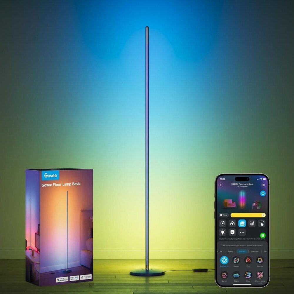 RGBIC Blue Floor Lamp Basic LED Corner Lamp Compatible with SmartThings Alexa
